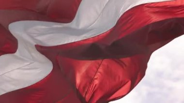 Waving national flag of Latvia in capital city Riga