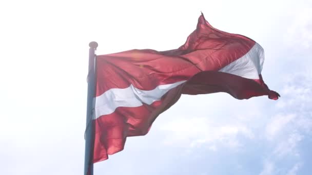 Waving National Flag Latvia Capital City Riga — Vídeos de Stock