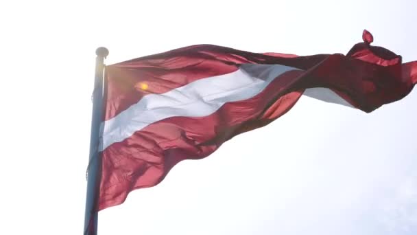 Waving National Flag Latvia Capital City Riga — Vídeo de stock