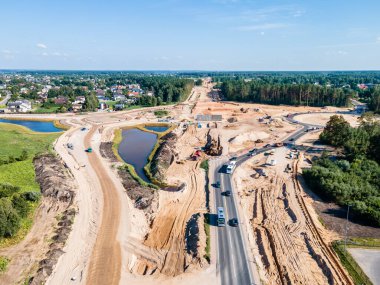 Road construction Kekava Bypass near Balozi, Riga. New section of the road A7 Riga  Bauska and a part of the international road E67 Baltica