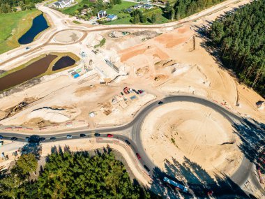 Road construction Kekava Bypass near Balozi, Riga. New section of the road A7 Riga  Bauska and a part of the international road E67 Baltica