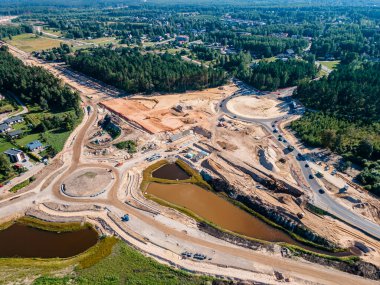 Road construction Kekava Bypass near Balozi, Riga. New section of the road A7 Riga  Bauska and a part of the international road E67 Baltica