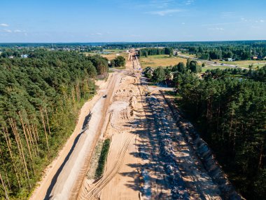 Road construction Kekava Bypass near Balozi, Riga. New section of the road A7 Riga  Bauska and a part of the international road E67 Baltica
