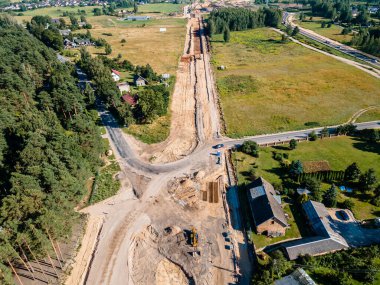 Road construction Kekava Bypass near Balozi, Riga. New section of the road A7 Riga  Bauska and a part of the international road E67 Baltica