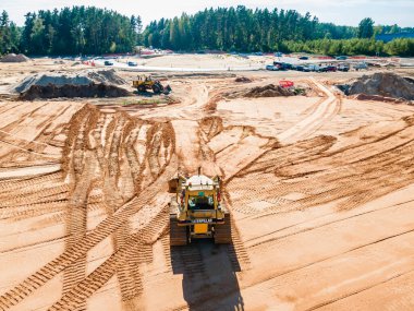 Road construction Kekava Bypass near Balozi, Riga. New section of the road A7 Riga  Bauska and a part of the international road E67 Baltica