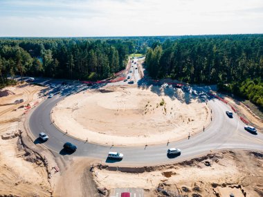 Road construction Kekava Bypass near Balozi, Riga. New section of the road A7 Riga  Bauska and a part of the international road E67 Baltica