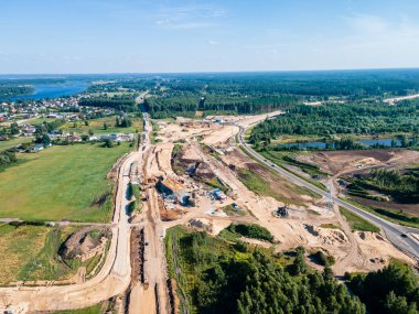 Road construction Kekava Bypass near Balozi, Riga. New section of the road A7 Riga  Bauska and a part of the international road E67 Baltica