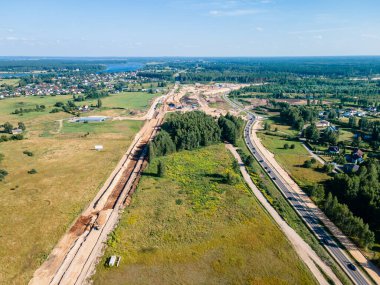 Road construction Kekava Bypass near Balozi, Riga. New section of the road A7 Riga  Bauska and a part of the international road E67 Baltica