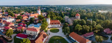 Aerial view of the town of Cesis, located whithin the Gauja National Park in Latvia.