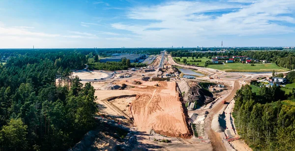 Road construction Kekava Bypass near Balozi, Riga. New section of the road A7 Riga  Bauska and a part of the international road E67 Baltica