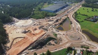 Road construction Kekava Bypass near Balozi, Riga. New section of the road A7 Riga  Bauska and a part of the international road E67 Via Baltica