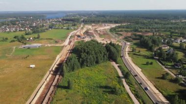 Road construction Kekava Bypass near Balozi, Riga. New section of the road A7 Riga  Bauska and a part of the international road E67 Via Baltica