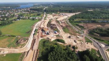 Road construction Kekava Bypass near Balozi, Riga. New section of the road A7 Riga  Bauska and a part of the international road E67 Via Baltica