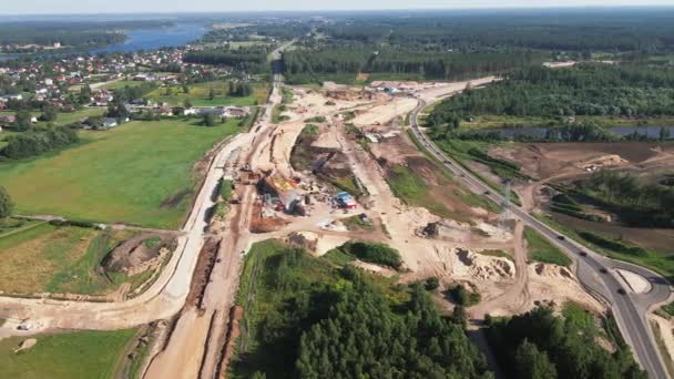 Road Construction Kekava Bypass Balozi Riga New Section Road Riga — Vídeo de stock