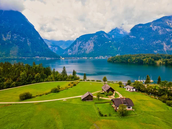 Landskap Vackra Österrike Byn Obertraun Sjön Hallstatt Salzkammergut Landskap Österrikiska — Stockfoto