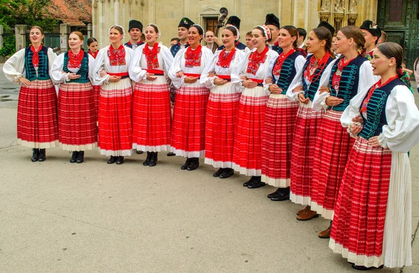 July 2019 Zagreb Croatia Folklore Choir Changing Guard Ceremony Zagreb — Zdjęcie stockowe