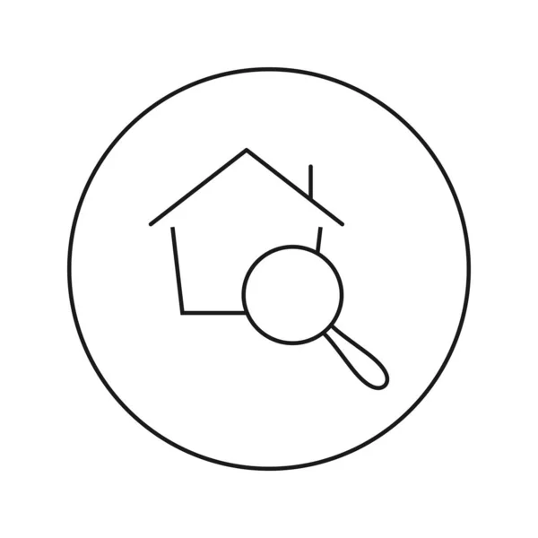 Finden Sie ein Zuhause. Symbolbild. Vektor. Flach. Dünne Linie. — Stockvektor
