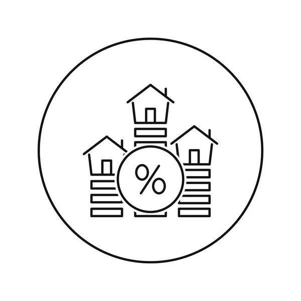Zinssatz für Immobilien - Hypothek. Symbolbild. Vektor. Flach. Dünne Linie. — Stockvektor