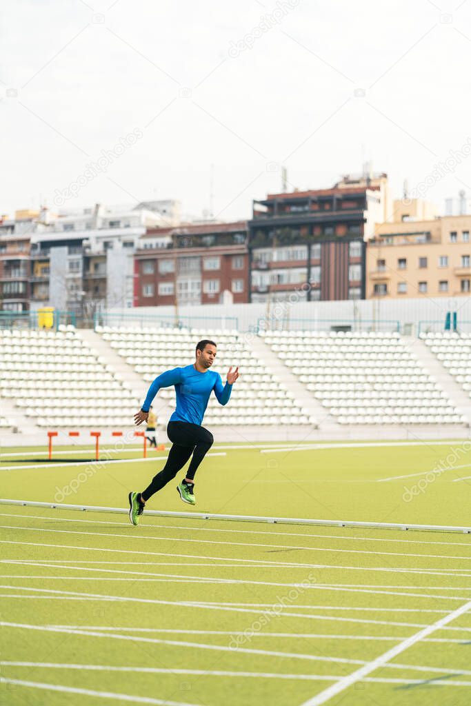 Side View of Athlete Doing Sprint