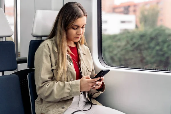 Blonde Girl in a Train — Stock Photo, Image