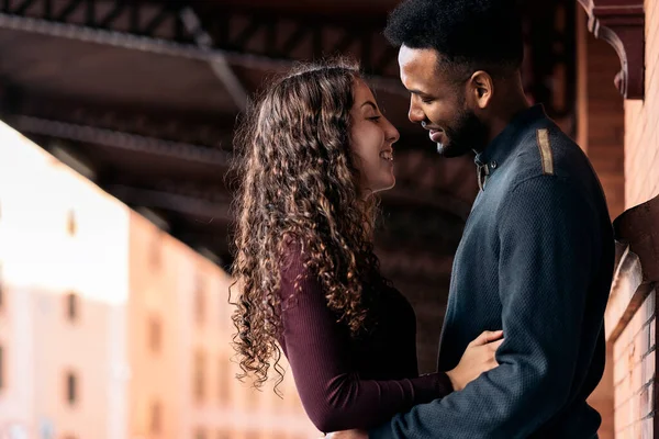 Affectionate Young Interracial Couple Kissing — ストック写真