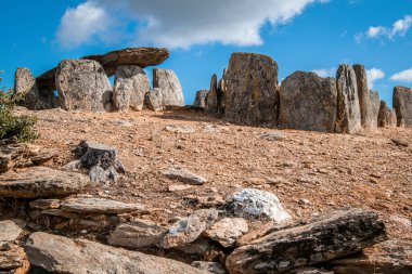 Dolmen El Pozuelo, a megalithic complex in Zalamea, Huelva, Andalusia, Spain