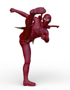 Bir siber kılıç dövüşçüsünün 3 boyutlu görüntüsü 