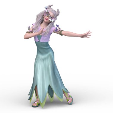 Göz maskeli bir kadının 3 boyutlu görüntüsü