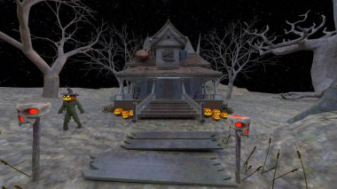 Ormandaki evin 3D görüntüsü.