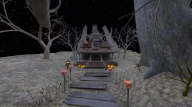 Ormandaki evin 3D görüntüsü. 