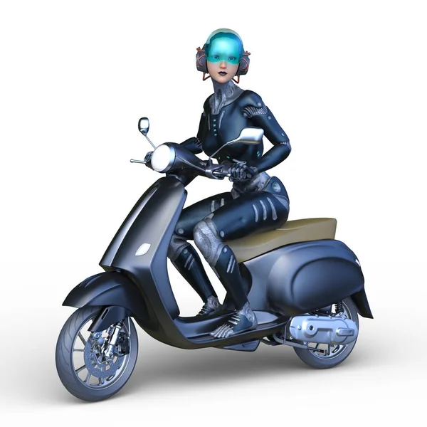 3D rendering of a super woman rider