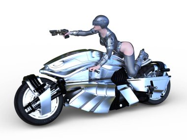 Süper kadın sürücünün 3B görüntüsü