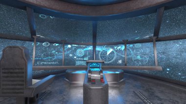 Uzay aracının içinde 3B CG görüntüleme