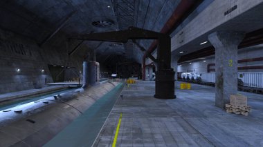 Denizaltı rıhtımının 3D görüntüsü 