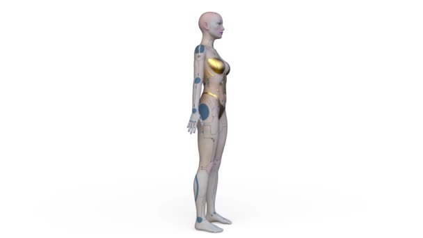 3D渲染女性机器人 — 图库视频影像