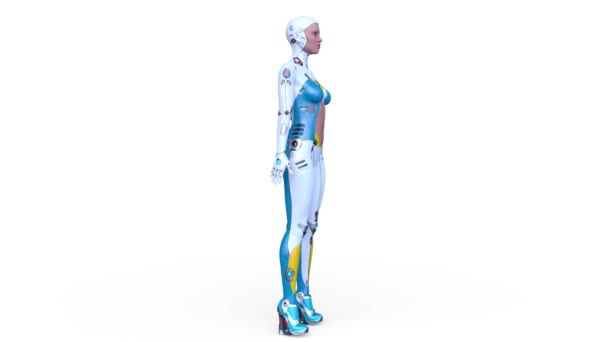 Weergave Van Een Vrouwelijke Cyborg — Stockvideo