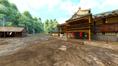 Japon köyünün 3D görüntüsü 