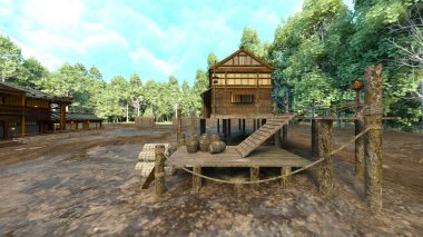 Japon köyünün 3D görüntüsü