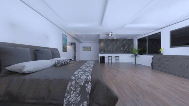 Yatak odasının 3D rendering