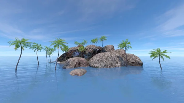 Rendering Uninhabited Island — Stock Photo, Image