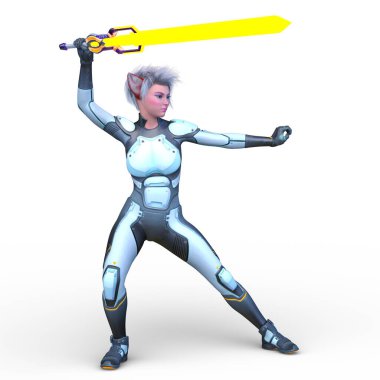 Kostümlü bir kadının 3D görüntüsü