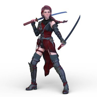 bir kadın savaşçı 3D render 