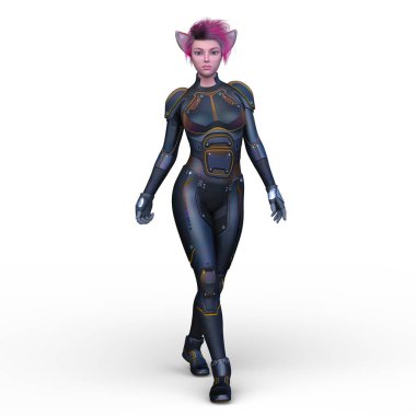 Therianthropy kadınının 3 boyutlu CG canlandırması