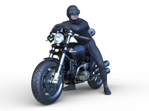 超级英雄骑手的3D渲染 — 图库照片