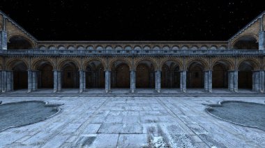 Bahçenin fıskiyeli 3D görüntüsü