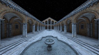 Bahçenin fıskiyeli 3D görüntüsü
