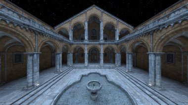 Bahçenin fıskiyeli 3D görüntüsü