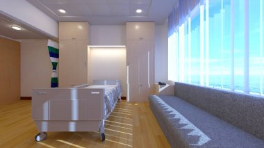 Hastane odasının 3 boyutlu görüntüsü