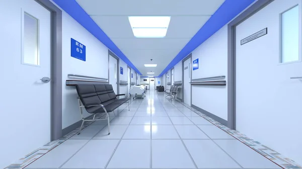 Rendering Hospital Corridor — Stock Photo, Image