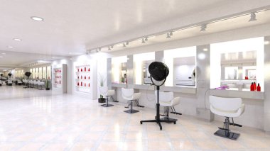 Kuaför salonunun 3B görüntüsü